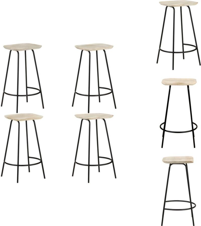 VidaXL Barkruk Barkrukken Kruk Krukken Barkrukken 4 st massief mangohout