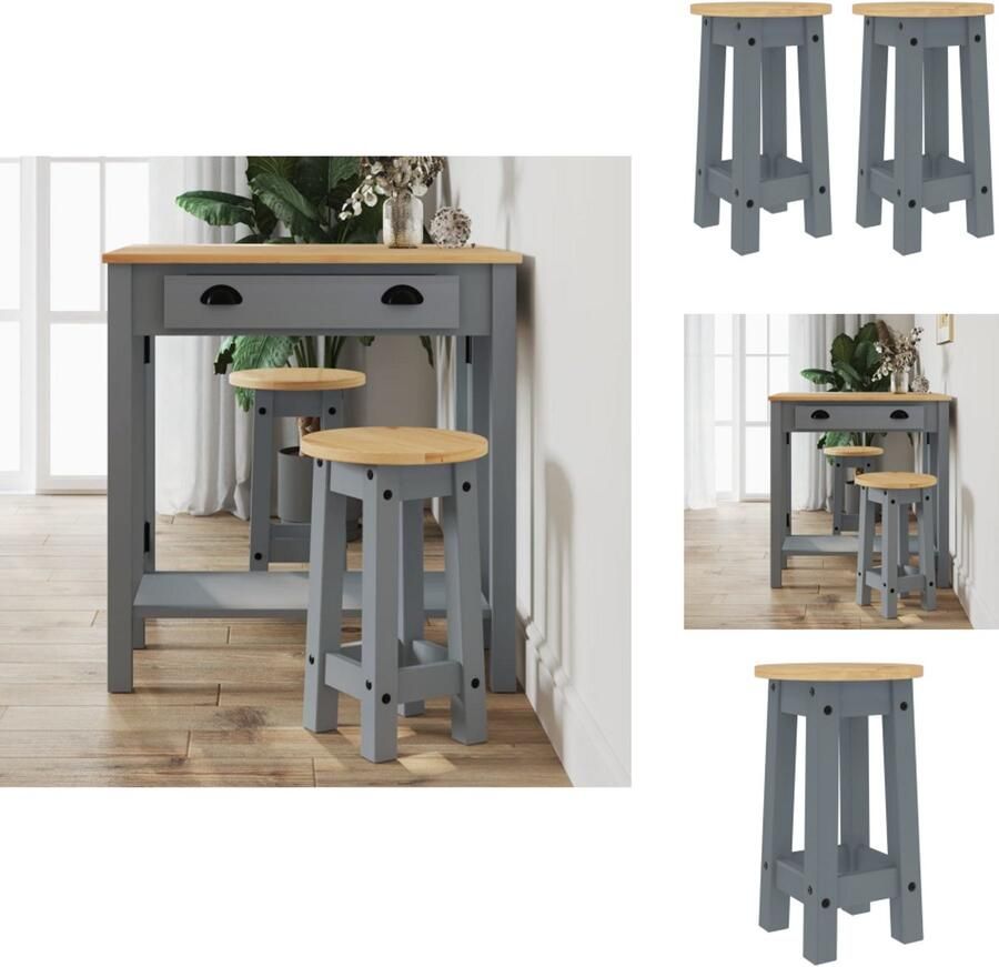 VidaXL Barkruk Barkrukken Stoel Barstoel Barkrukken 2 st massief grenenhout grijs