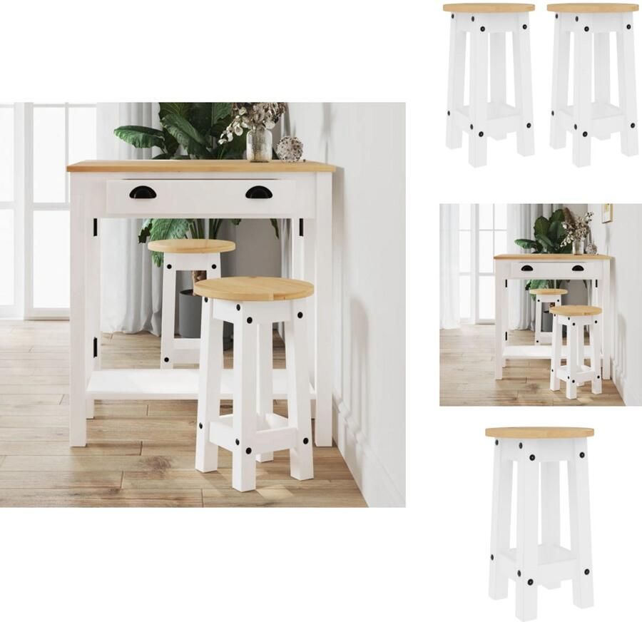 VidaXL Barkruk Barkrukken Stoel Barstoel Barkrukken 2 st massief grenenhout wit