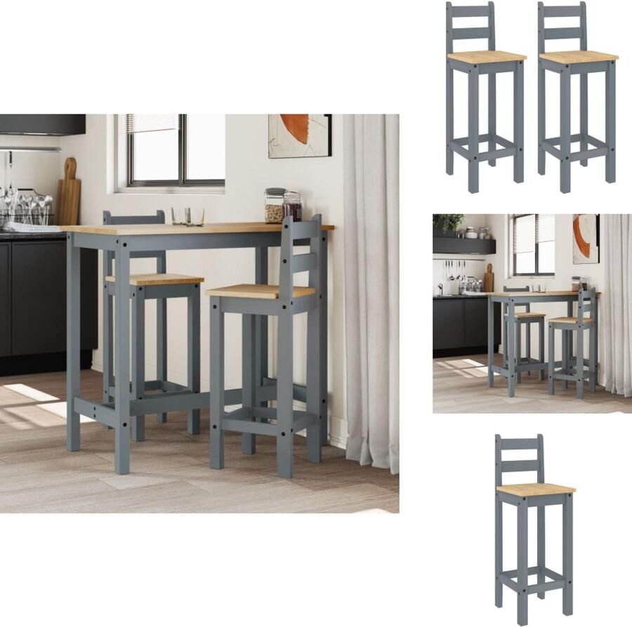 VidaXL Barkruk Barkrukken Stoel Barstoel Barstoelen 2 st massief grenenhout grijs