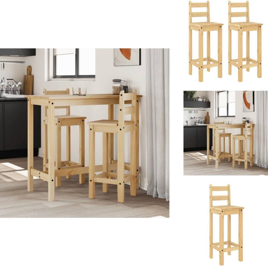 VidaXL Barkruk Barkrukken Stoel Barstoel Barstoelen 2 st massief grenenhout
