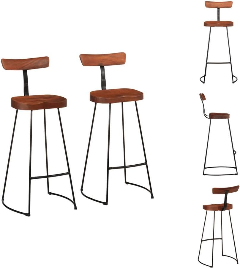 VidaXL Barkruk Barkrukken Stoel Ontbijt Barkruk Barkrukken 2 st 49x43x103 cm massief mangohout