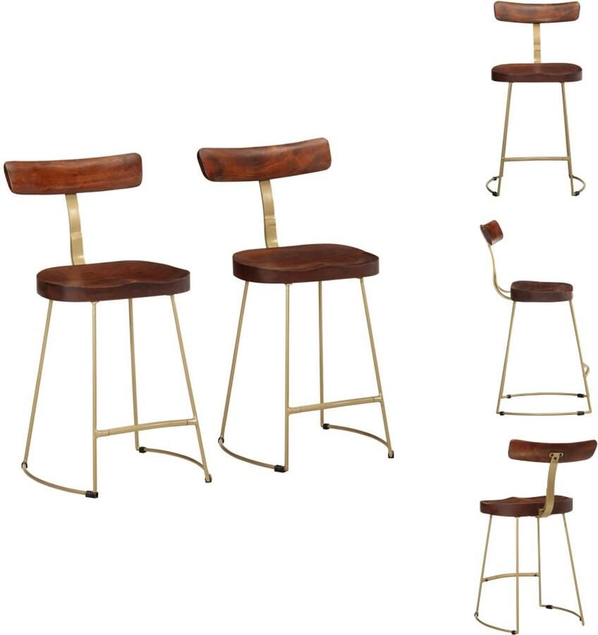 VidaXL Barkruk Barkrukken Stoel Ontbijt Barkruk Barkrukken 2 st 49x43x79 cm massief mangohout