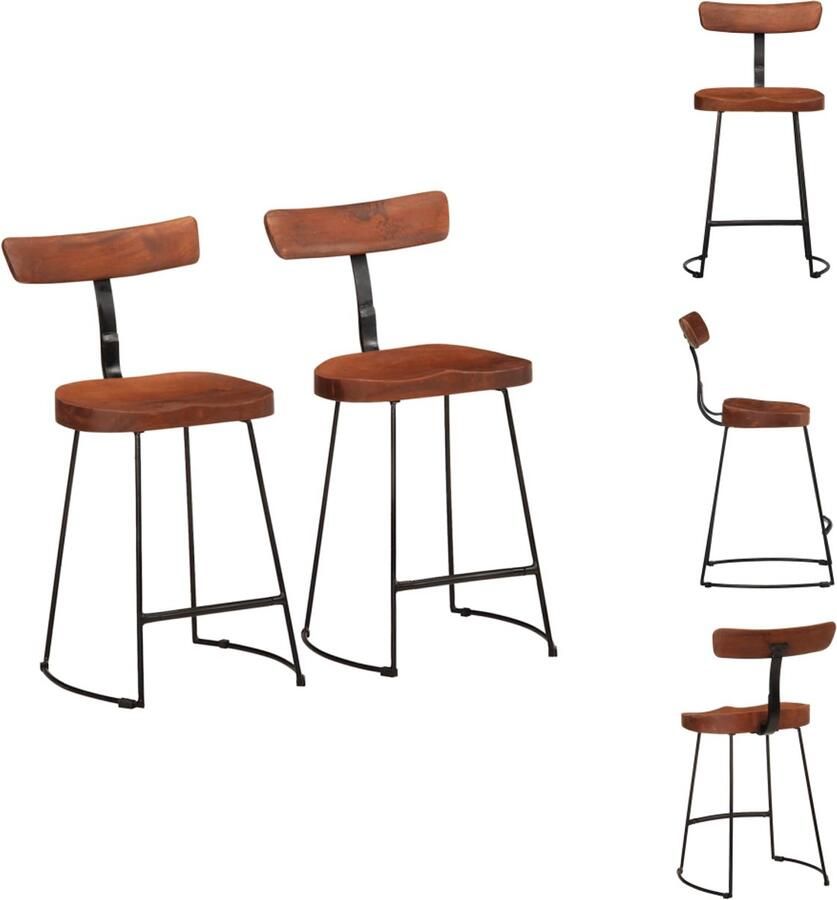 VidaXL Barkruk Barkrukken Stoel Ontbijt Barkruk Barkrukken 2 st 49x43x79 cm massief mangohout