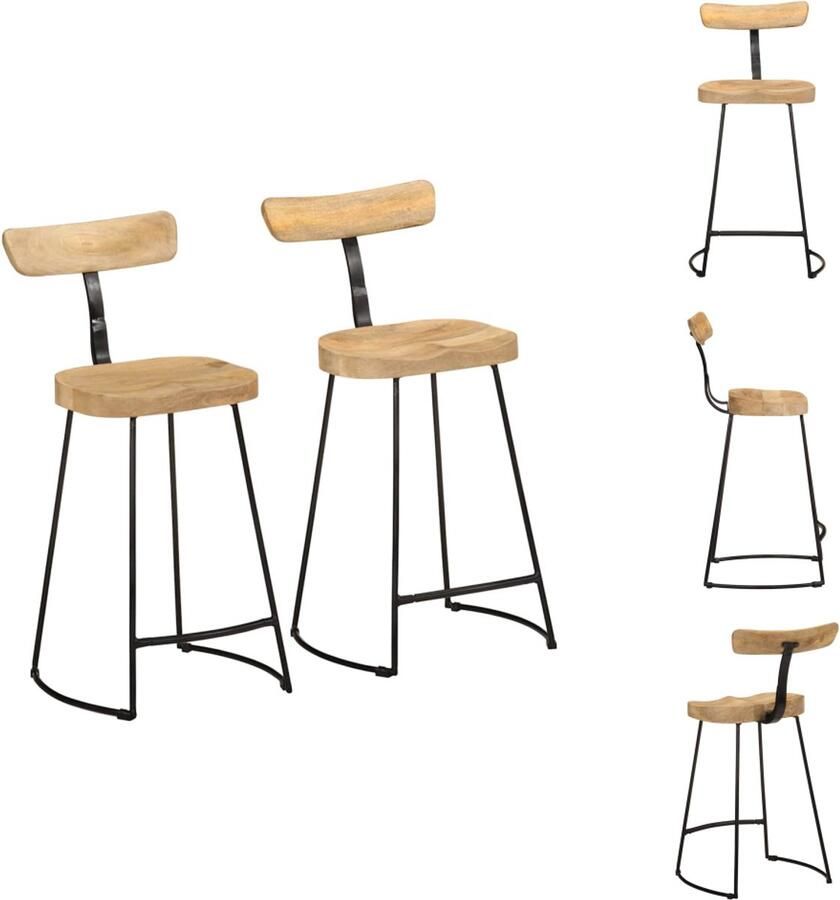 VidaXL Barkruk Barkrukken Stoel Ontbijt Barkruk Barkrukken 2 st 49x43x88 cm massief mangohout