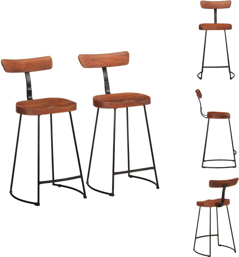 VidaXL Barkruk Barkrukken Stoel Ontbijt Barkruk Barkrukken 2 st 49x43x88 cm massief mangohout