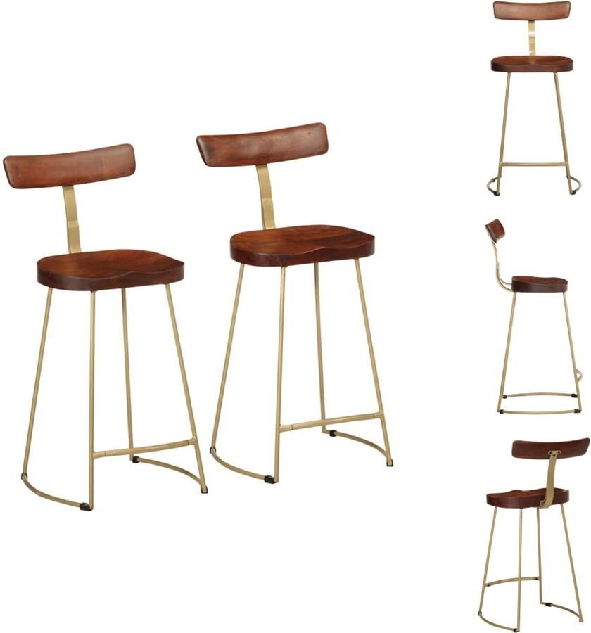 VidaXL Barkruk Barkrukken Stoel Ontbijt Barkruk Barkrukken 2 st 49x43x88 cm massief mangohout