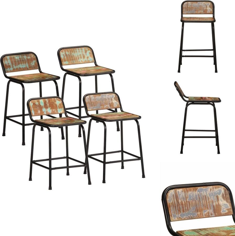 VidaXL Barkruk Barkrukken Stoel Ontbijt Barkruk Barkrukken 4 st 46x35 5x70 cm massief gerecycled hout