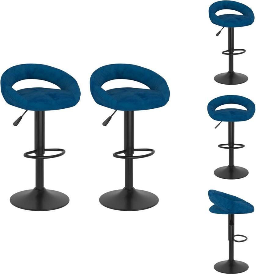 VidaXL Barkruk Barkrukken Stoel Ontbijtbarkruk Barkrukken 2 st fluweel blauw