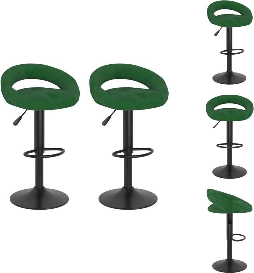 VidaXL Barkruk Barkrukken Stoel Ontbijtbarkruk Barkrukken 2 st fluweel donkergroen