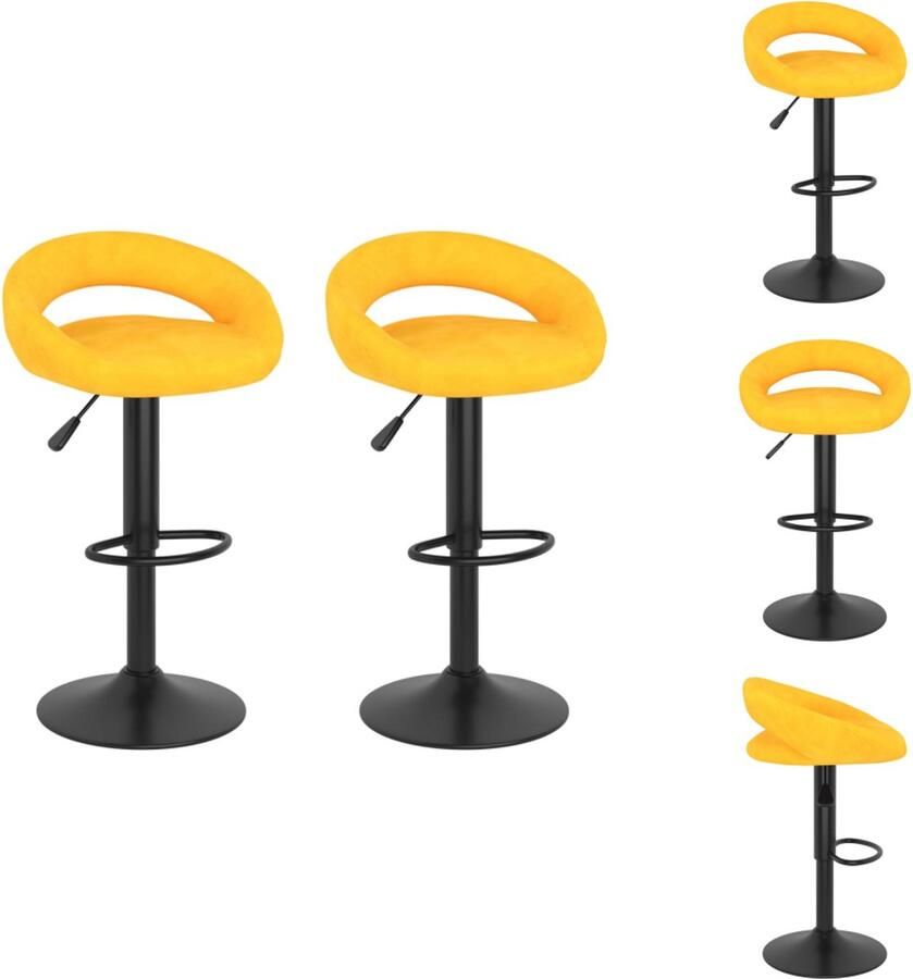 VidaXL Barkruk Barkrukken Stoel Ontbijtbarkruk Barkrukken 2 st fluweel mosterdgeel