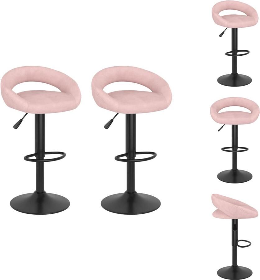 VidaXL Barkruk Barkrukken Stoel Ontbijtbarkruk Barkrukken 2 st fluweel roze