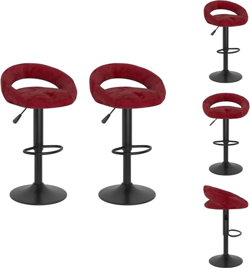 VidaXL Barkruk Barkrukken Stoel Ontbijtbarkruk Barkrukken 2 st fluweel wijnrood