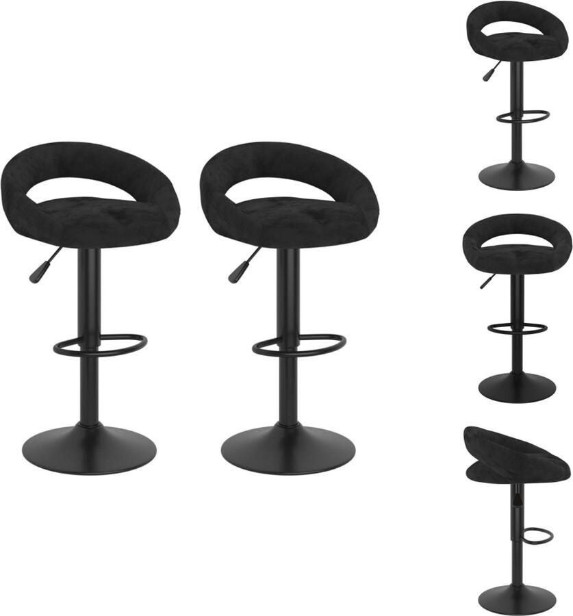 VidaXL Barkruk Barkrukken Stoel Ontbijtbarkruk Barkrukken 2 st fluweel zwart