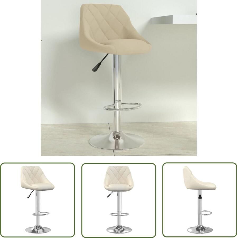 The Living Store Barkruk fluweel crèmekleurig Barstoel Barkruk Lounge Stoel Fluweel Stoel Vintage Stoel