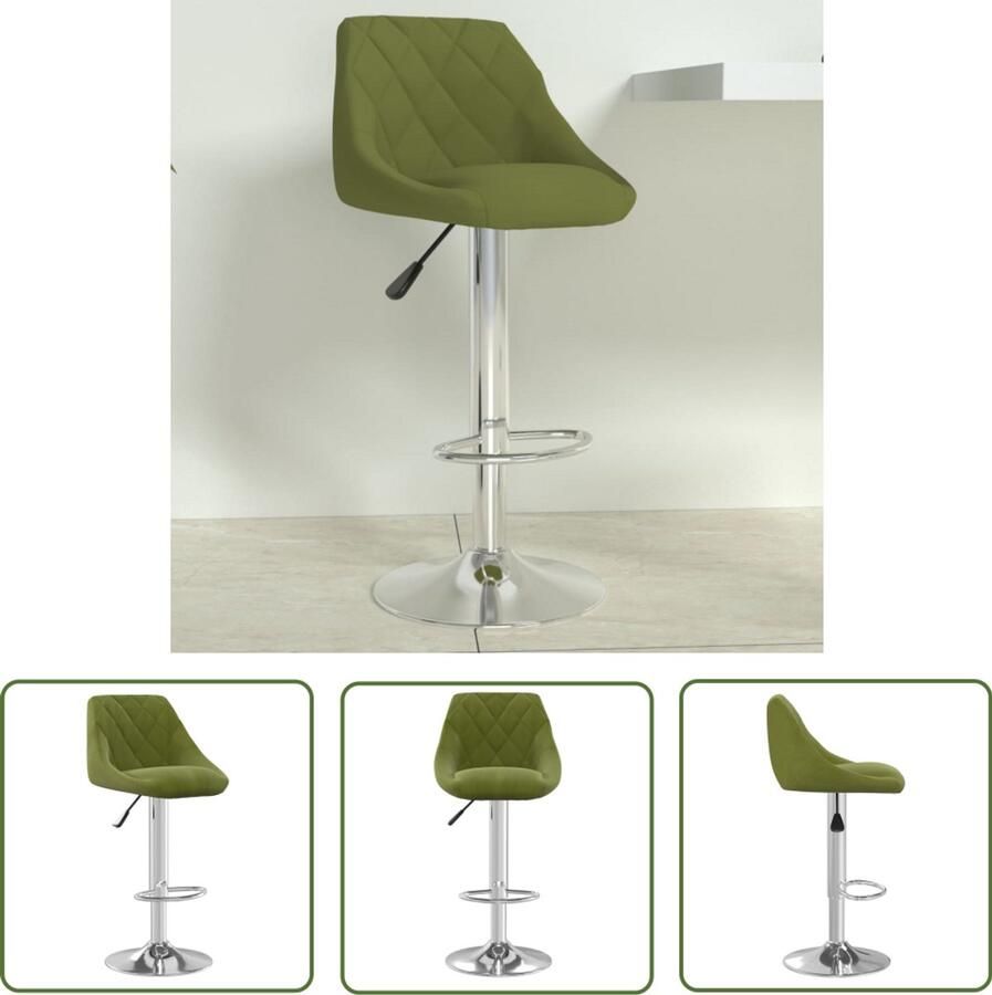 The Living Store Barkruk fluweel lichtgroen Barstoel Barkruk Design Stoel Fluweel Stoel Groene Stoel