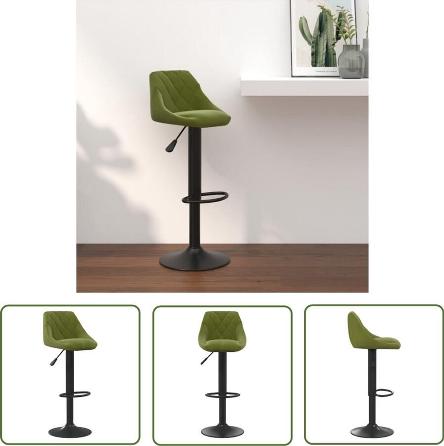 VidaXL Barkruk Barstoel Barkruk fluweel lichtgroen Fluweel Stoel Groene Stoel Design Stoel