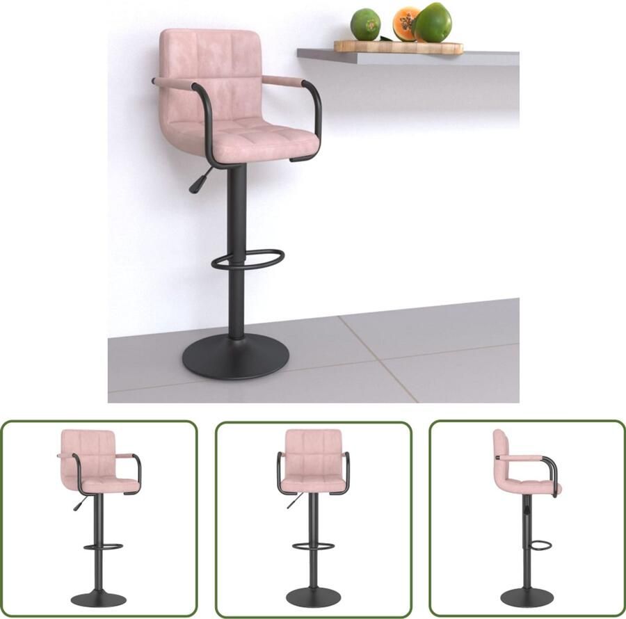 VidaXL Barkruk fluweel roze Barstoel Barkruk Roze Stoel Fluweel Stoel Design Stoel