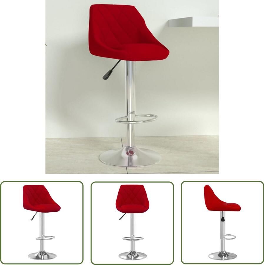 The Living Store Barkruk fluweel wijnrood Barstoel Barkruk Lounge Stoel Eetkamerstoelen Design Stoel