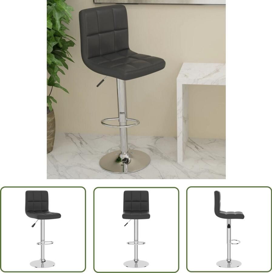 The Living Store Barkruk kunstleer zwart Barstoel Barkruk Zwarte Stoel Kunstlederen Stoel Verstelbare Barkruk