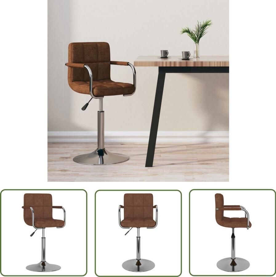 The Living Store Barkruk stof bruin Barstoel Barkruk Stoel Lounge Stoel Industriële Stoel