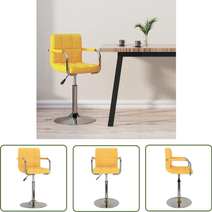 The Living Store Barkruk stof geel Barstoel Barkruk Stoel Lounge Stoel Kruk