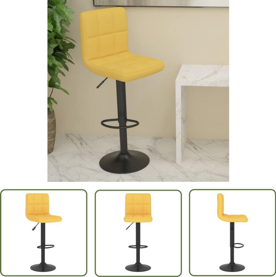 The Living Store Barkruk stof mosterdgeel Barstoel Barkruk Stoffen Barkruk Mustard Gele Barkruk Adjustable Height Stool