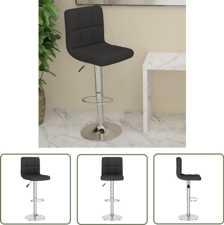 The Living Store Barkruk stof zwart Barstoel Barkruk Stoffen Barkruk Zwenkbare Barkruk Verstelbare Barkruk