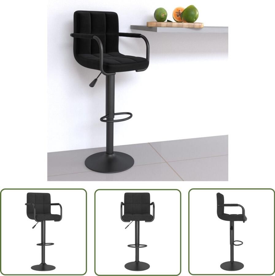 The Living Store Barkruk stof zwart Barstoel Barkruk Zwarte Barkruk Industriële Barkruk Stoffen Barkruk