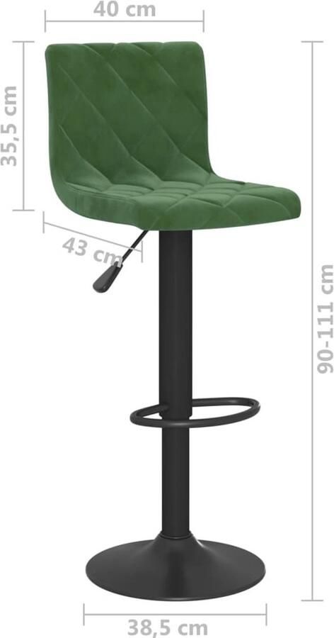 VidaXL Barkrukken Fluweel Donkergroen 2 Stuks Barstoel Barkruk Eetkamerstoel Keukenstoel Velvet Stoel