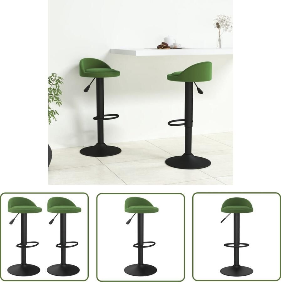 The Living Store Barkruk Fluweel 36 x 38 x (72-94) cm Donkergroen met Gasveer 360 graden draaibaar Barstoel Barkruk Stoel Lounge Stoel Eetkamerstoel