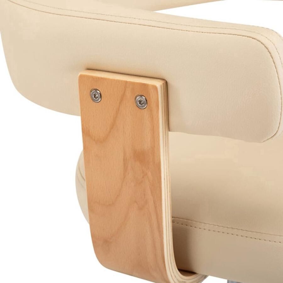 The Living Store Barkrukken naam Barstoelen 56.5x57.5x(89-111)cm Walnotenhout IJzer Kunstleer Barstoel Barkruk Keukenstoel Eetkamerstoel Stoel - Foto 2