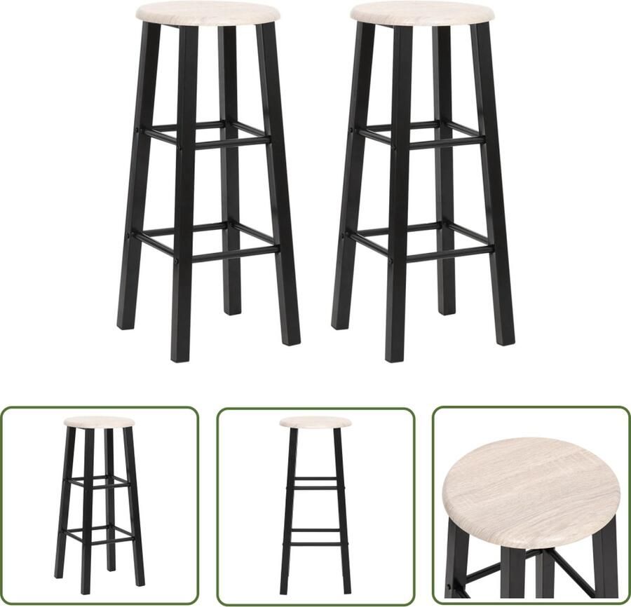 The Living Store Stoelen Barkruk 30x30x70 cm Zwart en Houtkleur 110 kg draagvermogen Barstoel Barkruk Stoel Eetkamerstoelen Designmeubel - Foto 2