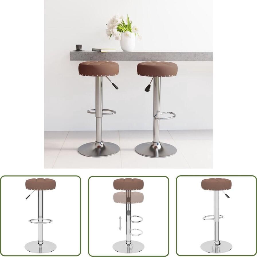 The Living Store Barkrukken Comfort Meubelen 38.5 x 38.5 cm Bruin Stof Barstoel Barkruk Eetkamerstoel Comfortabele Stoel Bruine Stoel - Foto 2