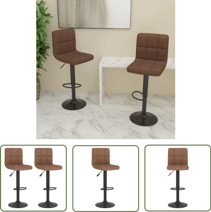 The Living Store Barkrukken 2 st stof bruin Barstoel Barkruk Eetkamerstoel Stoffen Barkruk Bruine Barkruk