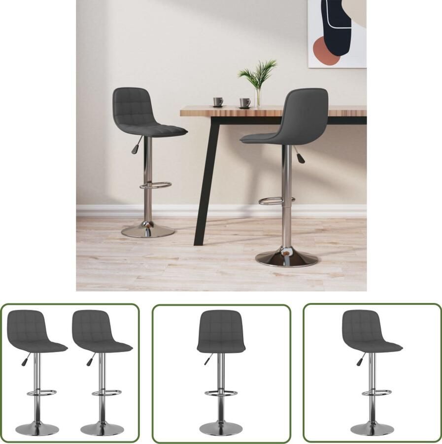 The Living Store Barkrukken 2 st stof donkergrijs Barstoel Barkruk Stoel Eetkamerstoel Keukenstoel