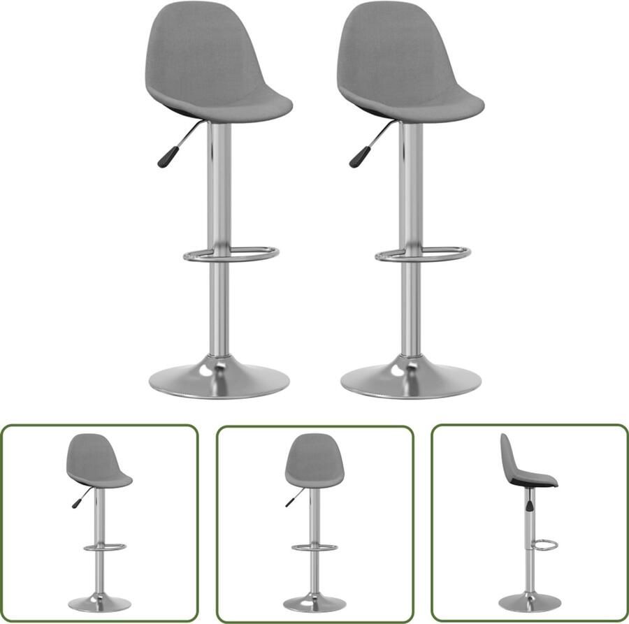 The Living Store Barkrukken 2 st stof grijs Barstoel Barkruk Stoel Grijze Stoel Design Stoel