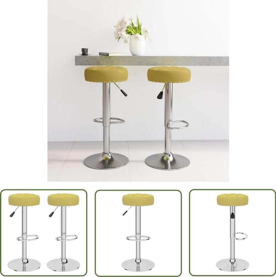 The Living Store Barkrukken 2 st stof groen Barstoel Barkruk Stoffen Barkruk Moderne Barkruk Draaibare Barkruk