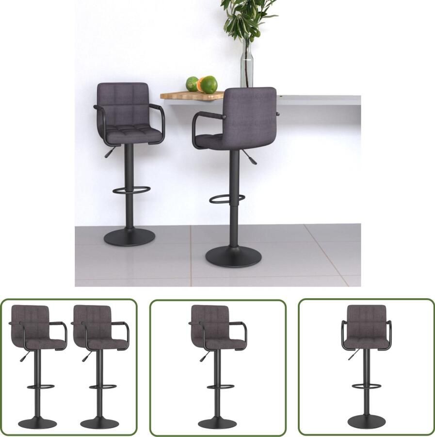 The Living Store Barkrukken 2 st stof taupe Barstoel Barkruk Stoel Lounge Keuken