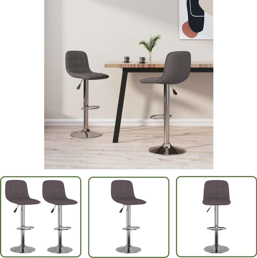 The Living Store Barkrukken 2 st stof taupe Barstoel Barkruk Stoel Lounge Taupecleur