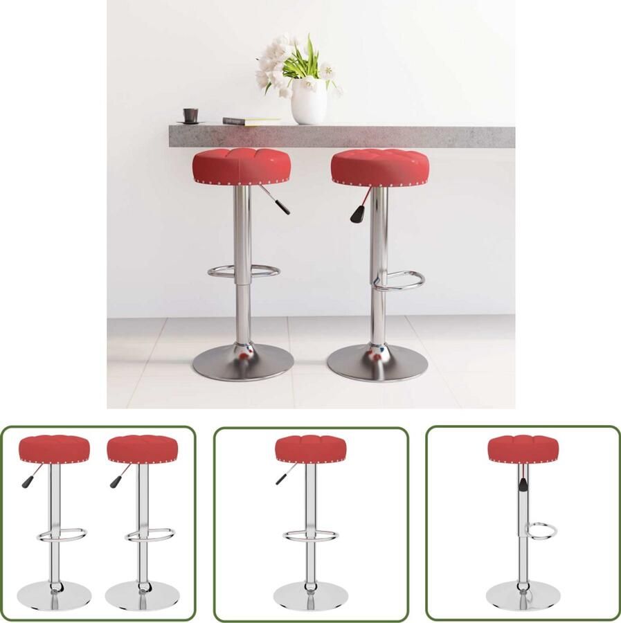 The Living Store Barkrukken 2 st stof wijnrood Barstoel Barkruk Stoel Lounge Design