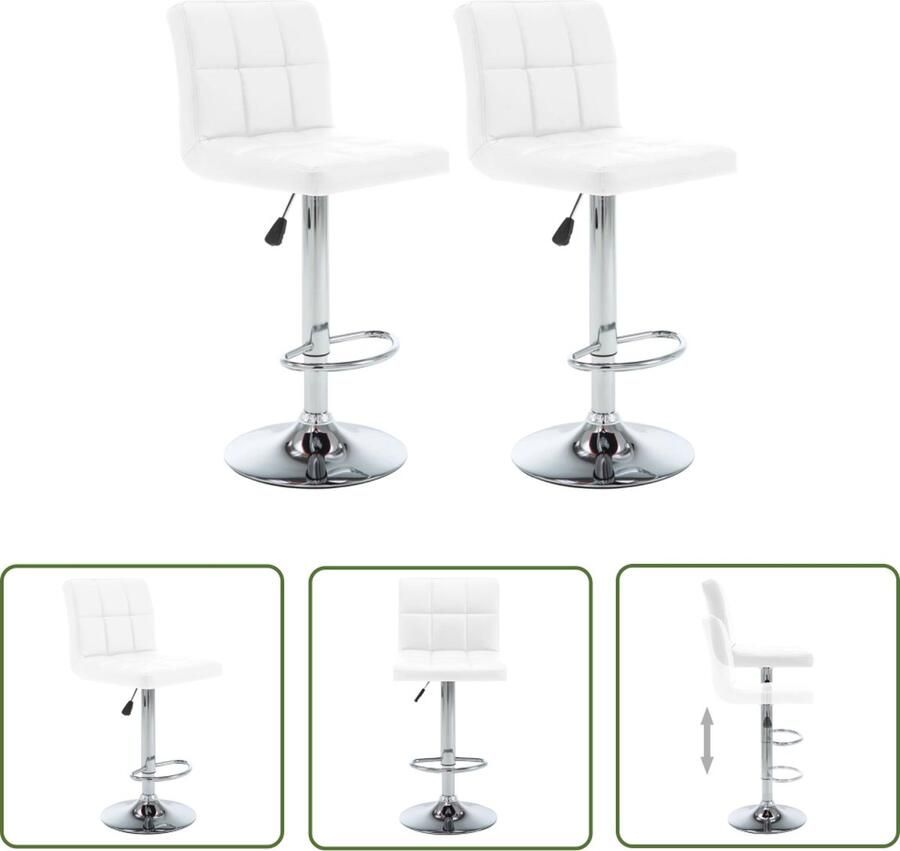 The Living Store Barkrukken Elegant Modern Zonder Armleuningen Afmetingen- 40x47x90-111 cm Kleur- wit Materiaal- kunstleer en staal Draagvermogen- 110 kg Barstoel Barkruk Stoel Lounge Stoel Eetkamerstoel - Foto 2