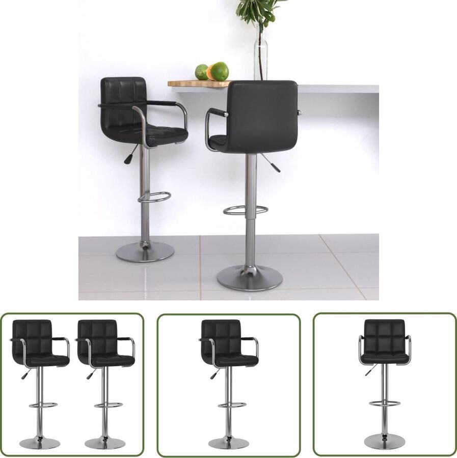 The Living Store Barkrukken Geniet Barkrukken 48 x 47 x (90-111) cm Zwart Barstoel Barkruk Keukenstoel Eetkamerstoel Design Stoel - Foto 2