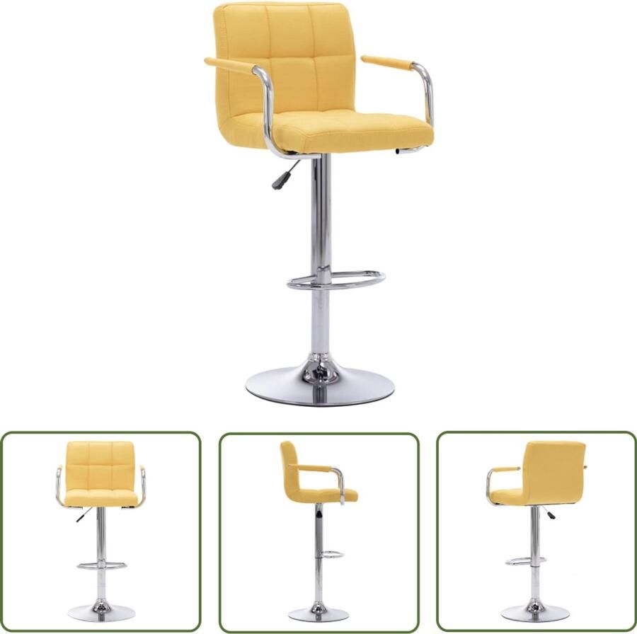 The Living Store Barstoel stof geel Barstoel Barkruk Designstoel Gelobarstoel Hoge Stoel