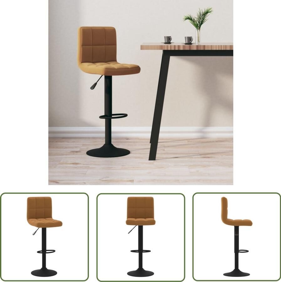 VidaXL Barkruk fluweel bruin Barstoelen Barkruk Velvet Stoel Bruine Barkruk Verstelbare Barkruk