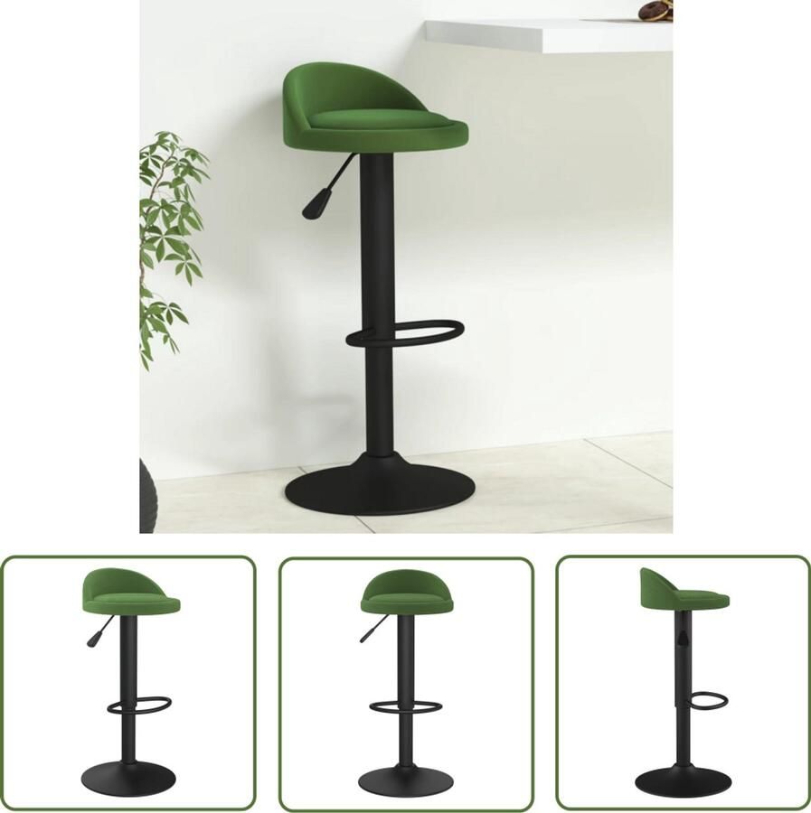 VidaXL Barkruk Fluweel Donkergroen Verstelbaar Barstoel Fluweel Stoel Design Barkruk Industriële Barkruk Hoge Barkruk
