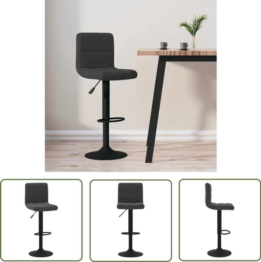 The Living Store Barkruk fluweel zwart Barstoelen Barkruk Zwarte Stoel Design Stoel Lounge Stoel