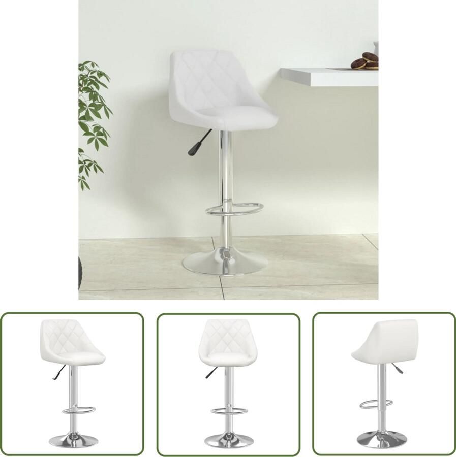 The Living Store Barkruk kunstleer wit Barstoelen Barkruk Stoel Keukenstoel Eetkamerstoel