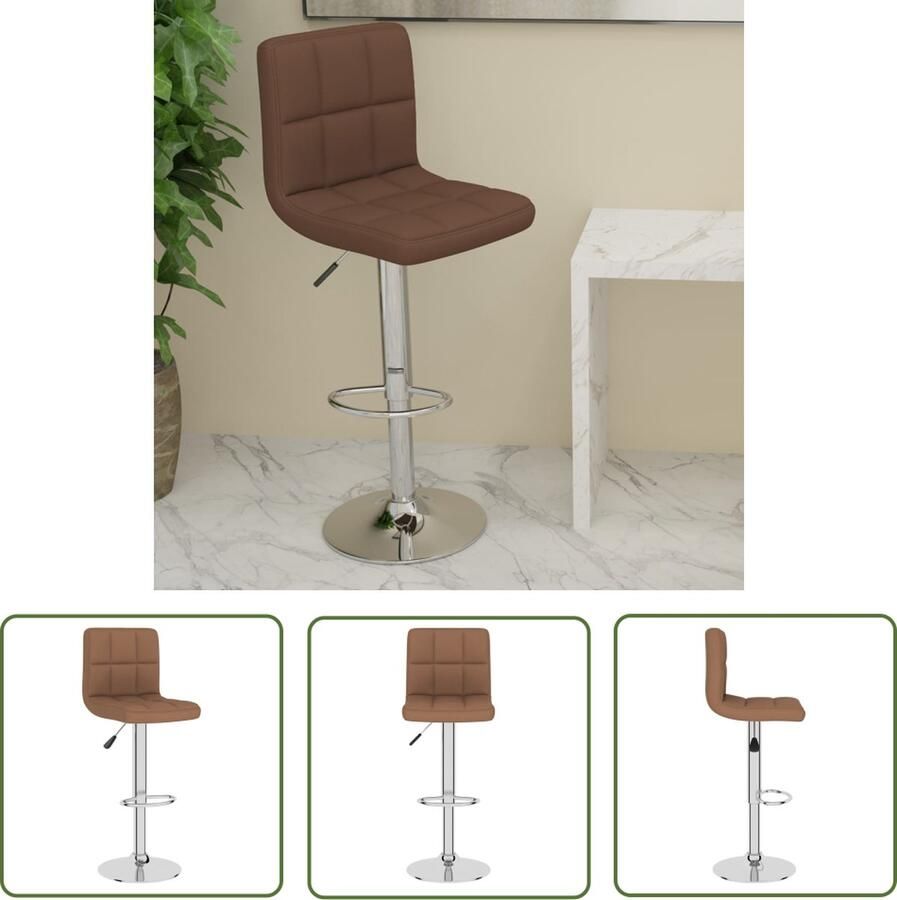 The Living Store Barkruk Bruine Stoffen Bekleding Verchroomd Stalen Basis 40x47x(90-111) cm Draaibaar Gasveermechanisme Barstoelen Barkruk Stoel Eetkamerstoel Bruine Stoel - Foto 2