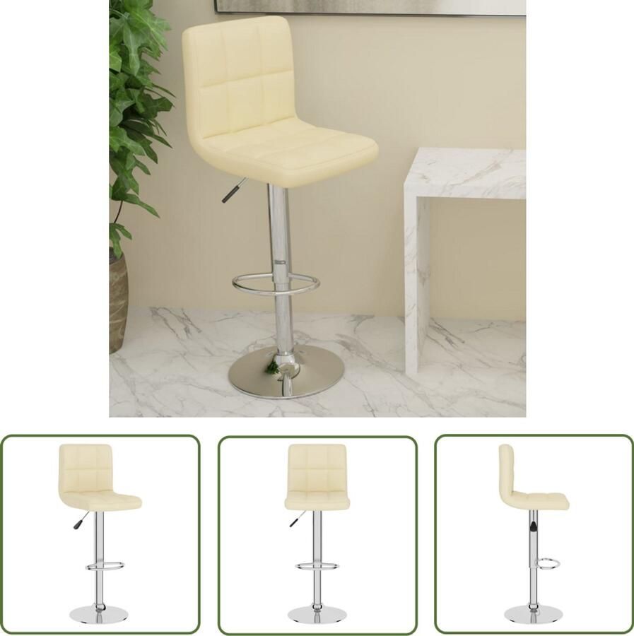 The Living Store Barkruk stof crèmekleurig Barstoelen Barkruk Stoffen Barkruk Kruiken Eetkamerstoelen